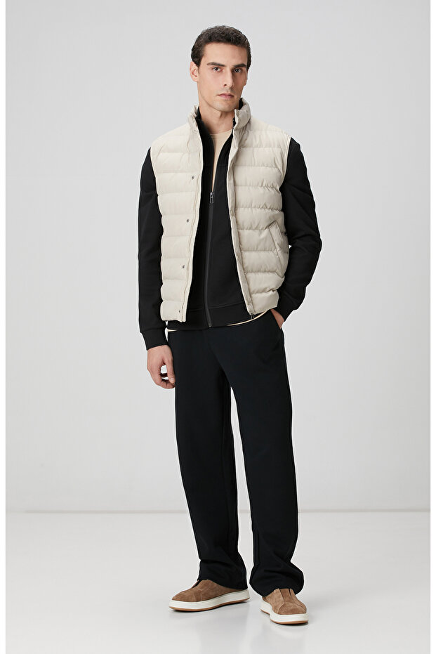 Bej Ray Kapitoneli Casual Yelek - 3