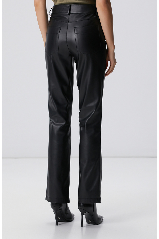 Siyah Vegan Deri Pantolon - 4