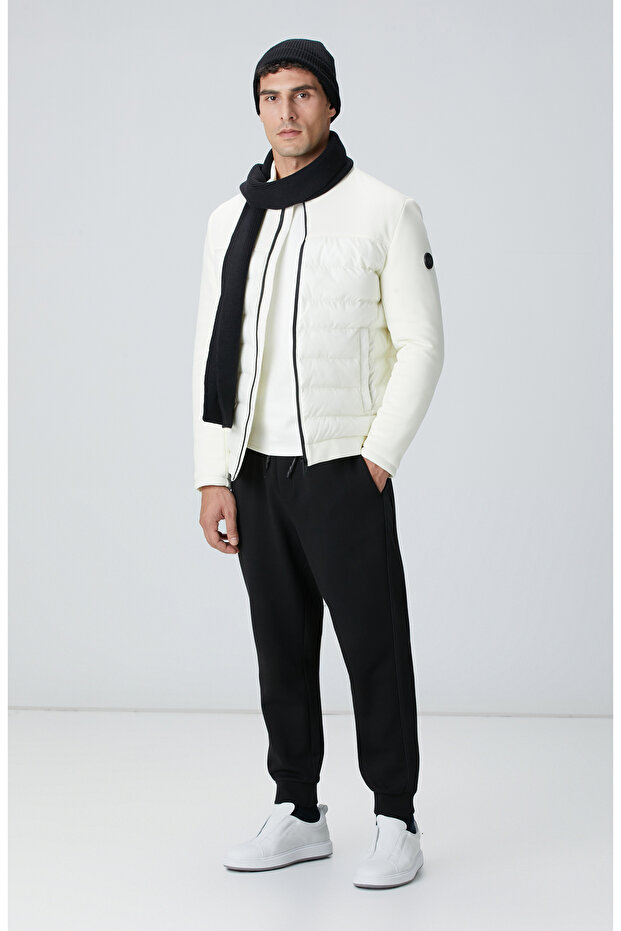 Kırık Beyaz Bisiklet Yaka Basic Sweatshirt - 3