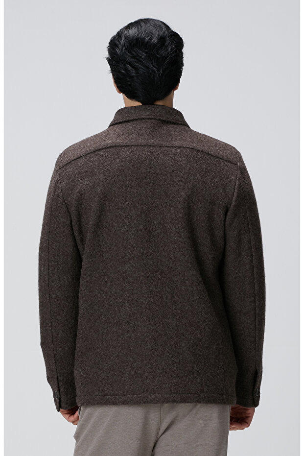 Kahverengi Örme Yün Ceket - 5