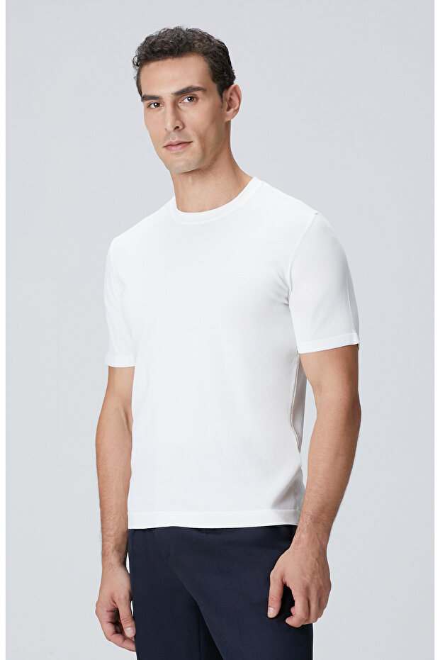 Kırık Beyaz Basic Triko Kazak - 4