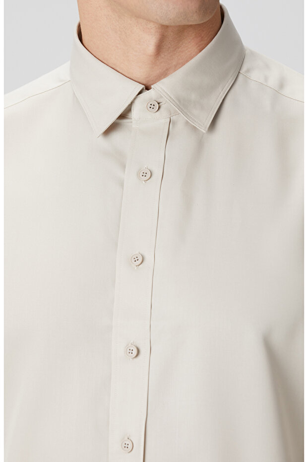 Bej Lyocell Gömlek - 6