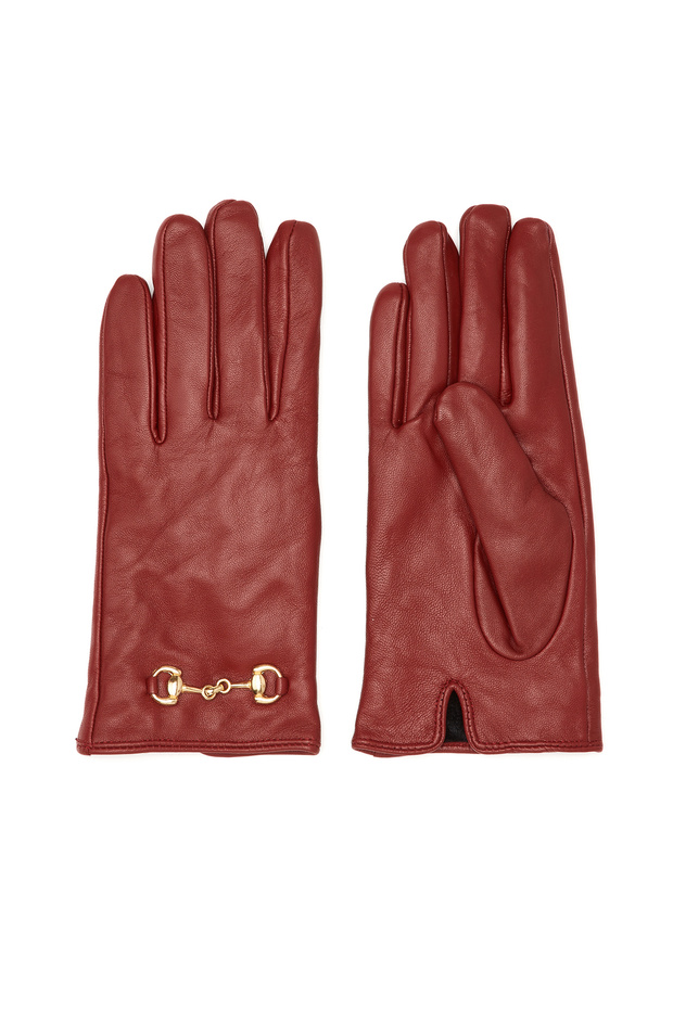 Bordo Kadın Deri Eldiven - 1