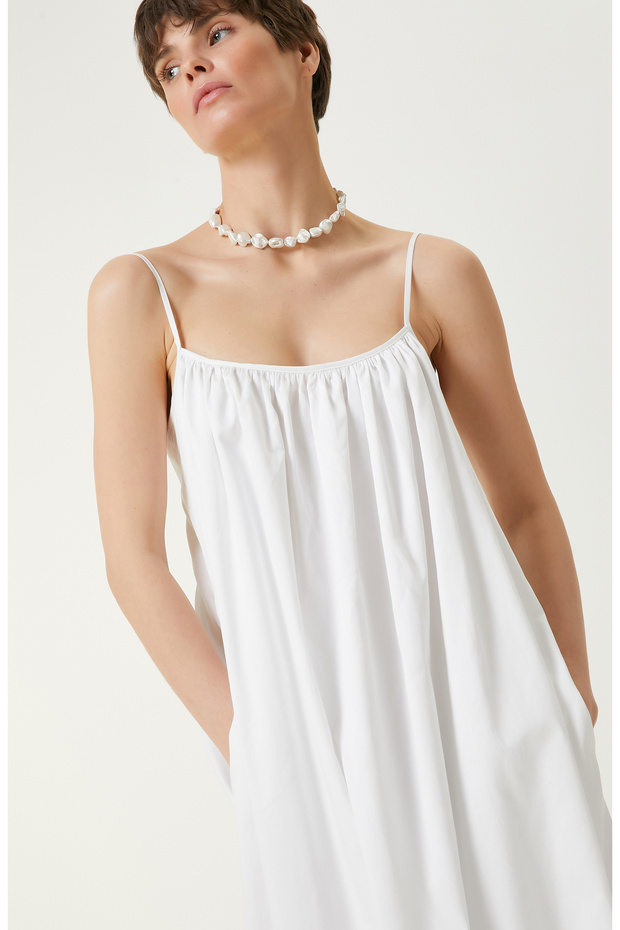 Beyaz Maksi Elbise - 2