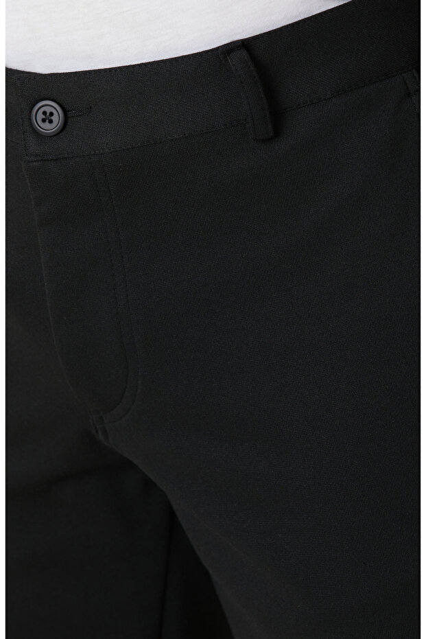 Siyah Diyagonal Örme Pantolon - 4