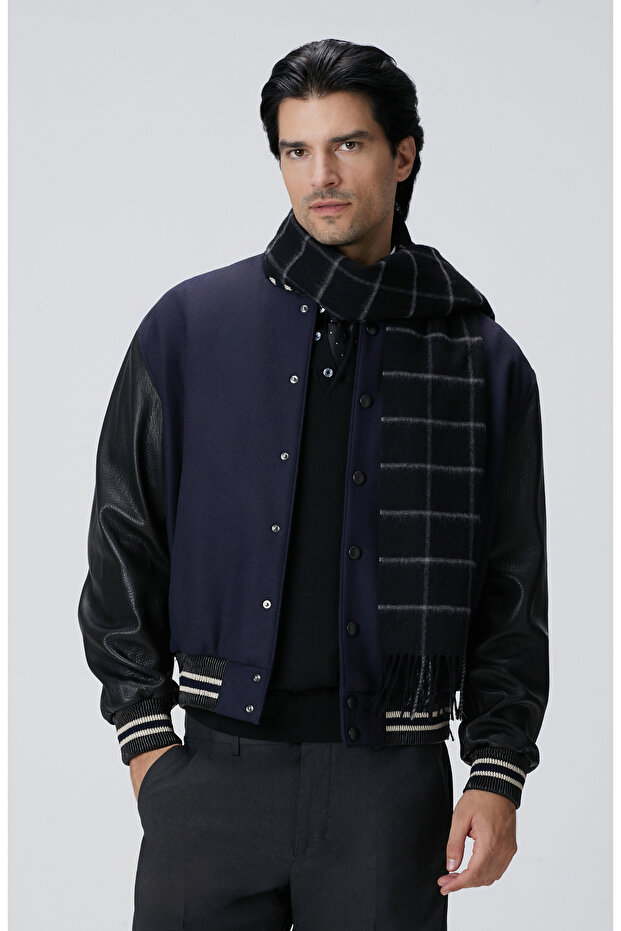 Lacivert Bomber Deri Ceket - 6