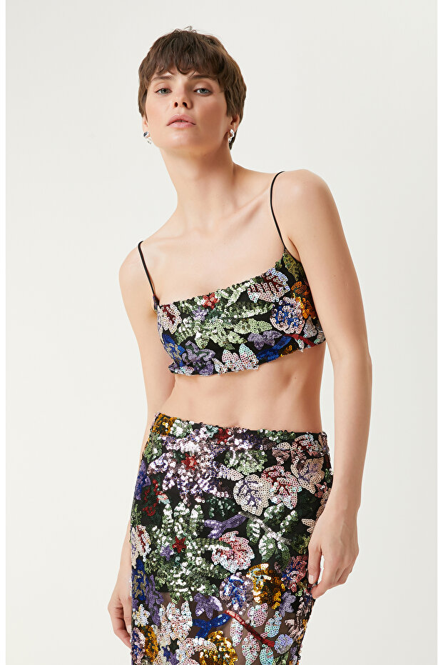 Renkli Payetli Büstiyer - 4