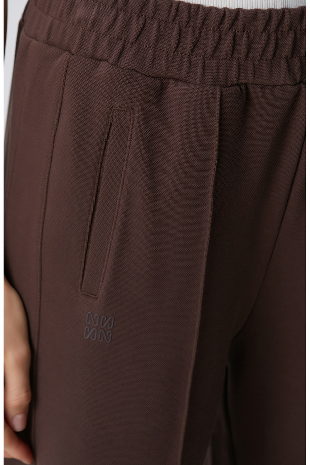 Kahverengi Bol Paça Basic Eşofman - 5