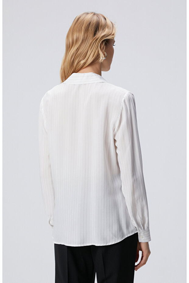 Kırık Beyaz Viskon Gömlek - 5