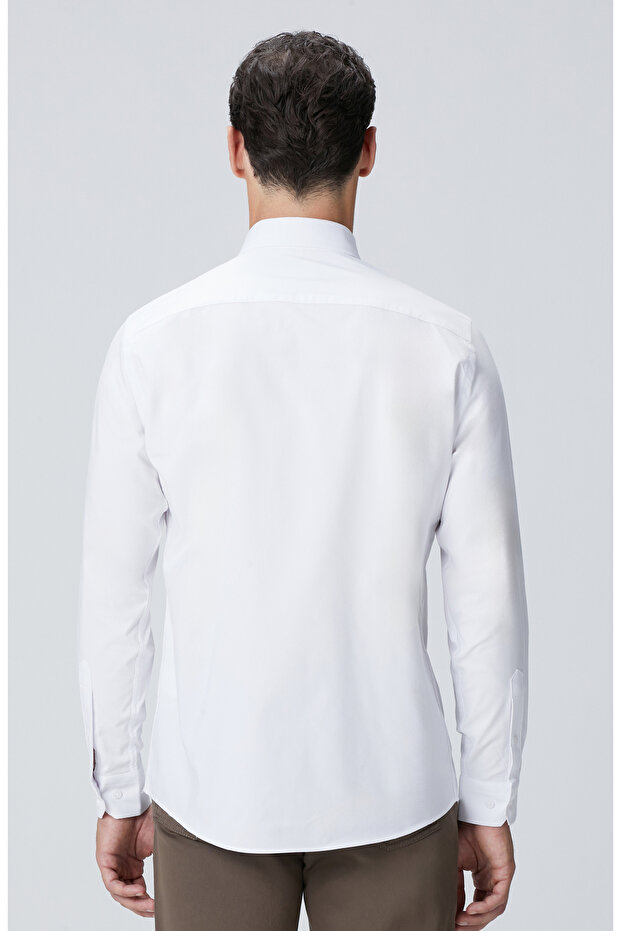 Beyaz Petek Desen Gömlek - 5