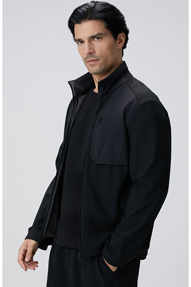 Siyah N-Tech Göğüste Cep Detaylı Mont - 2