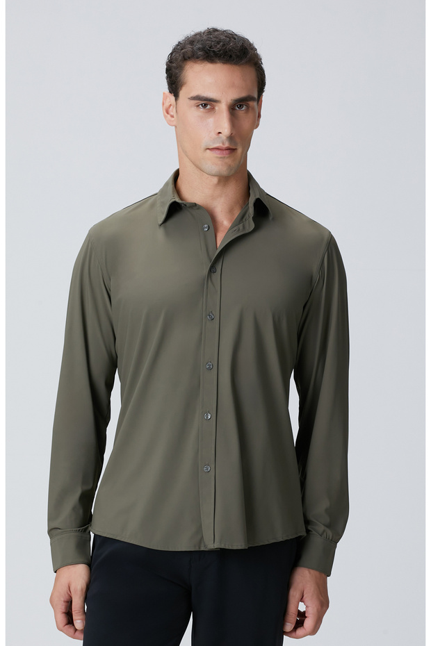 Haki Örme Gömlek - 2