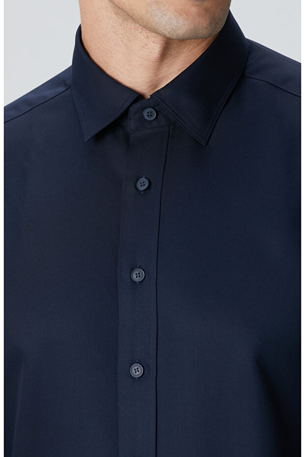 Lacivert Lyocell Gömlek - 6