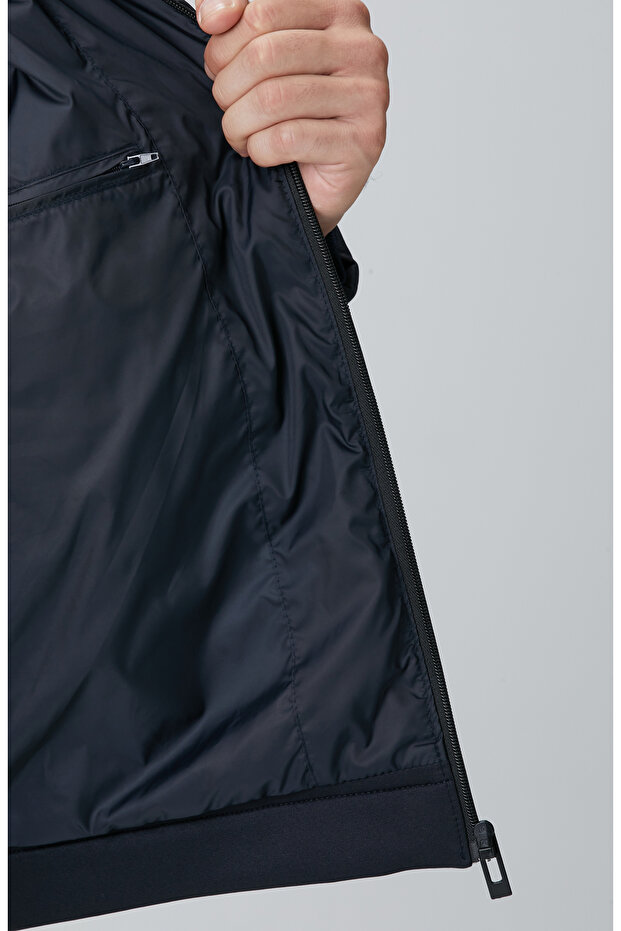 Lacivert Kapitone Mont - 8