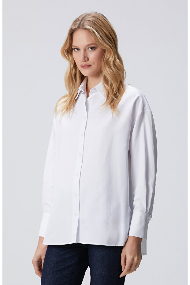 Beyaz Oversize Gömlek - 4