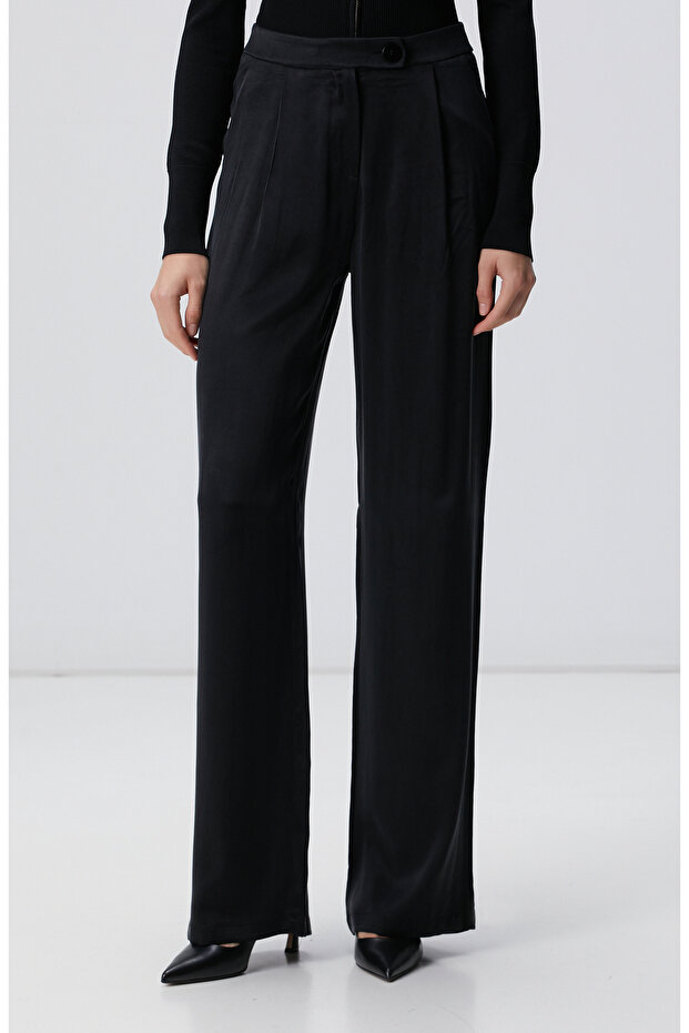 Siyah Cupro Pantolon - 2