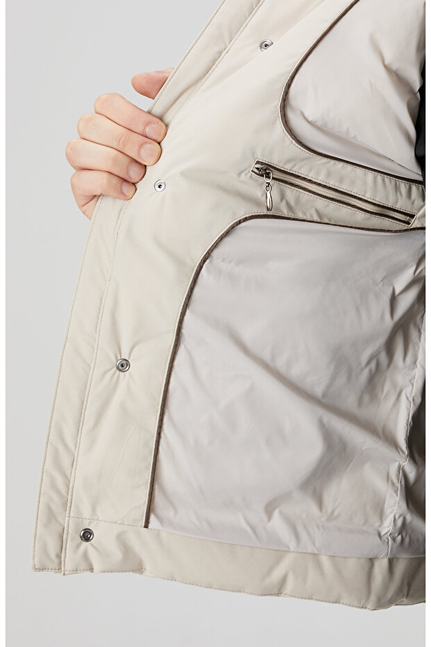 Bej Ray Kapitoneli Casual Yelek - 8