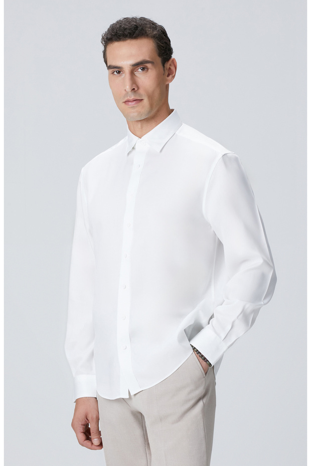 Beyaz Lyocell Gömlek - 3