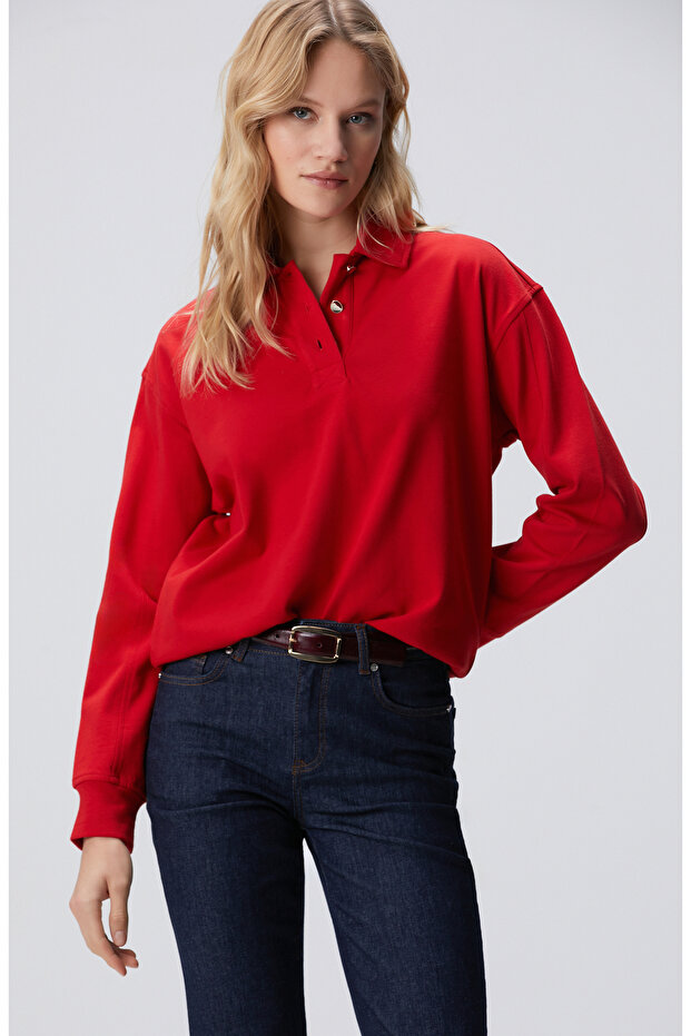 Kırmızı Sweatshirt - 1