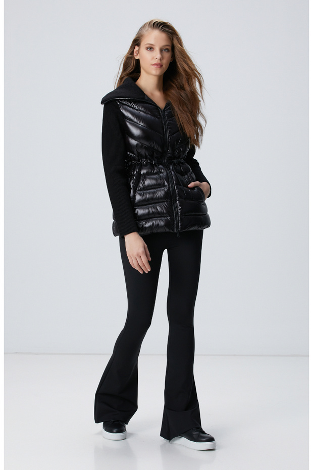 N-Tech Siyah Triko Kollu Puffer Mont - 4