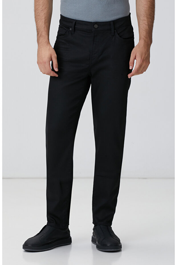 Siyah Kaplamalı Denim Pantolon - 2