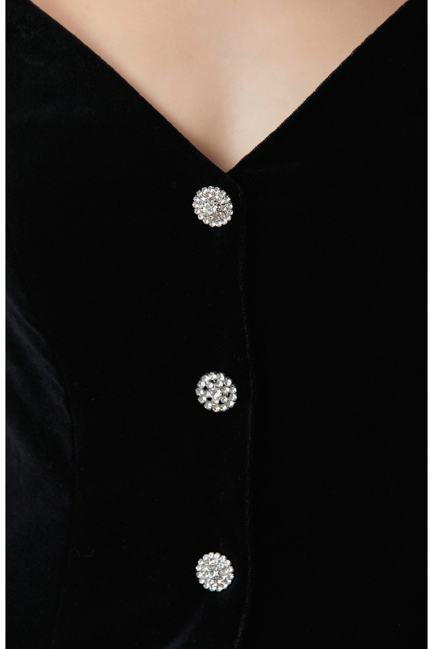 Siyah Kadife Büstiyer - 6