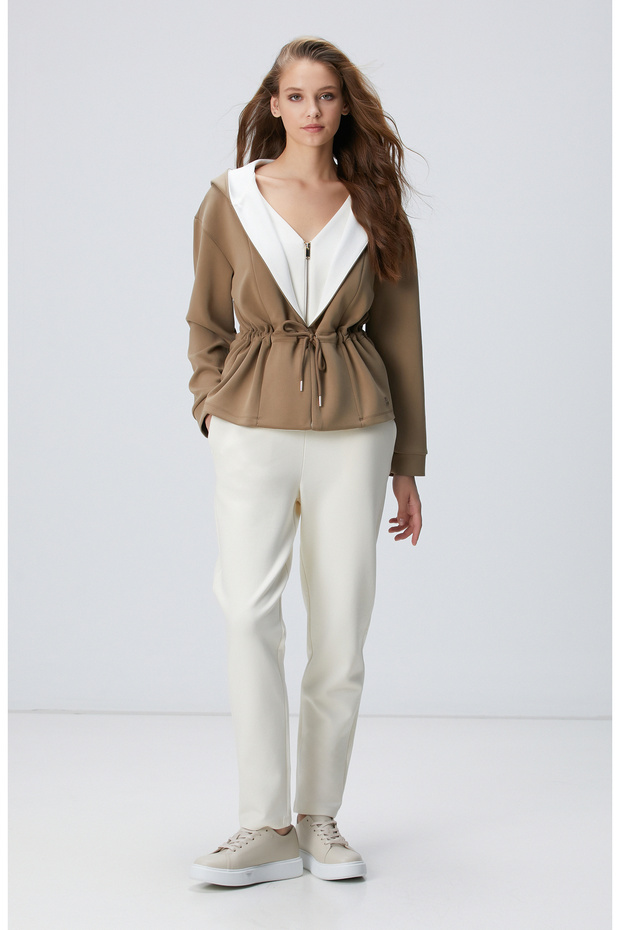 Haki Model Karışımlı Örme Ceket - 3