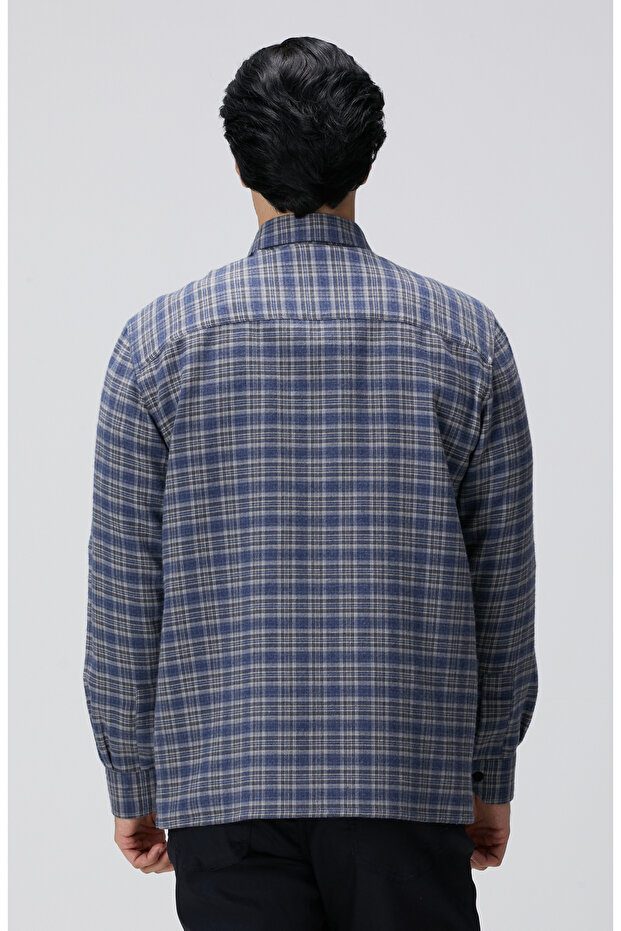 Indigo Ekose Desenli Gömlek - 6