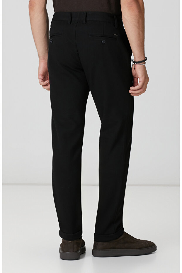 Siyah Diyagonal Desenli Pantolon - 3