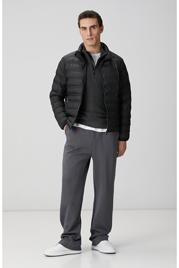 Antrasit Dik Yaka Fermuarlı Sweatshirt - 3