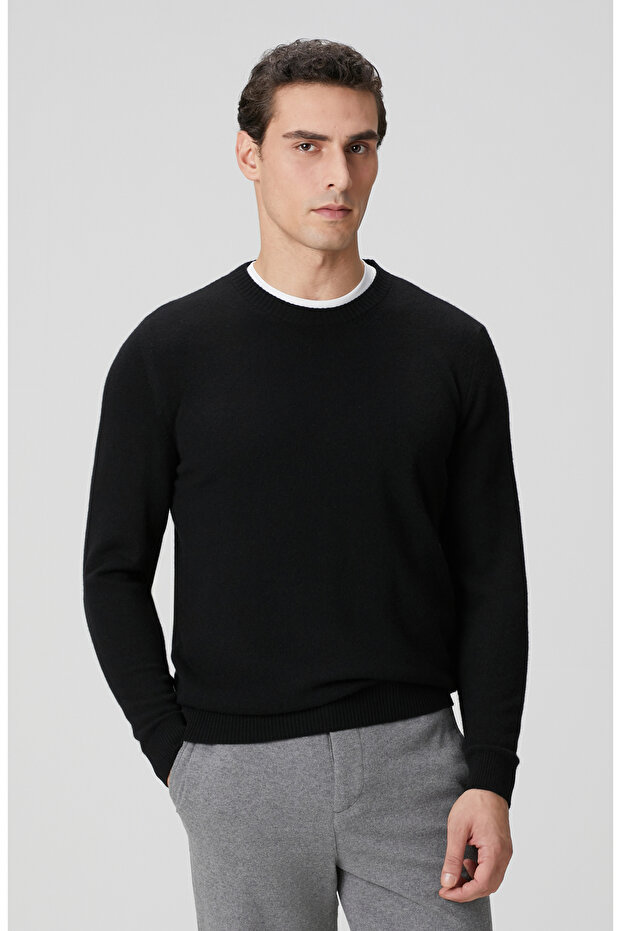 Siyah Limited Kaşmir Triko Kazak - 1