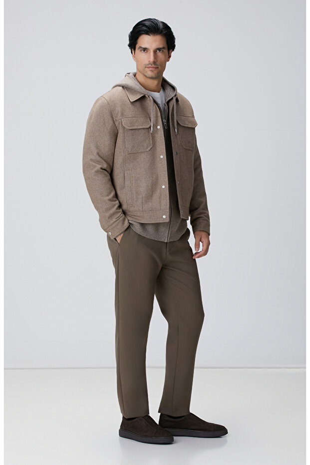 Bej Yün Karışımlı Mont - 3