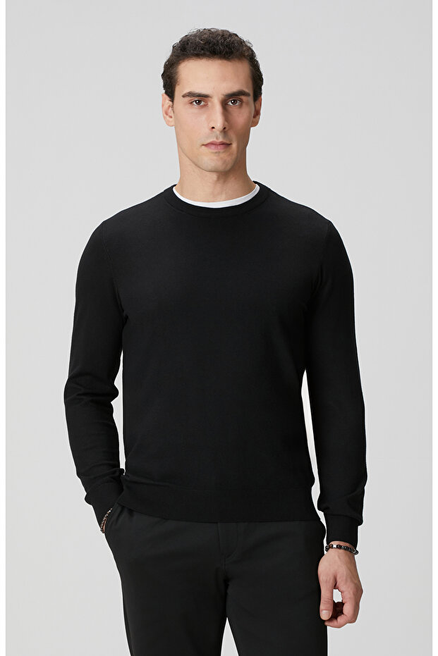 Siyah Basic Triko Kazak - 1