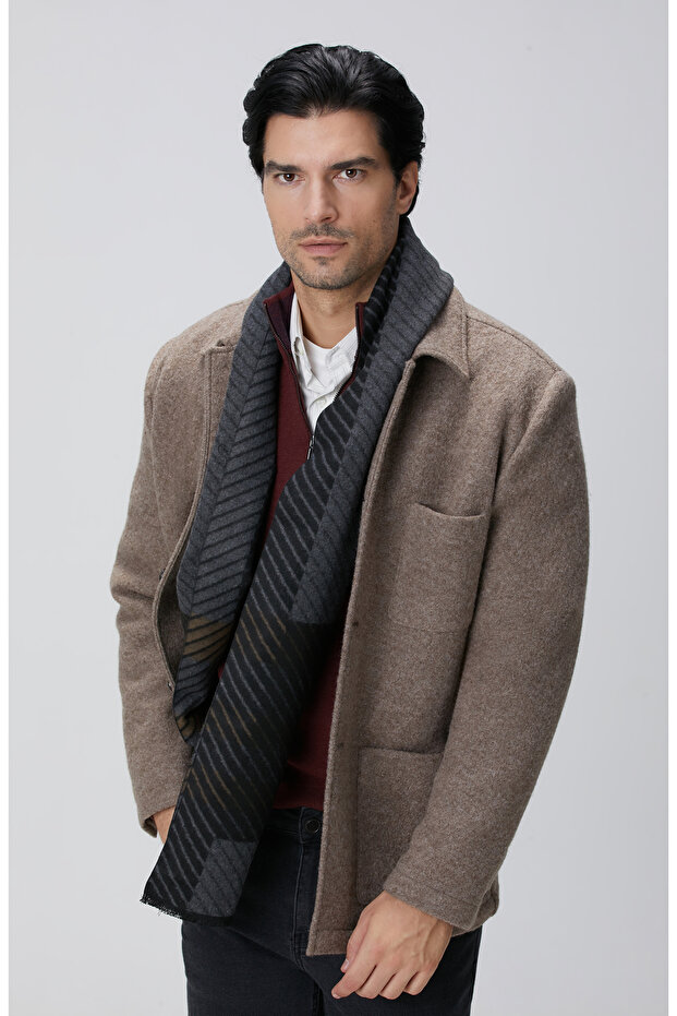Bej Melanj Örme Yün Ceket - 4