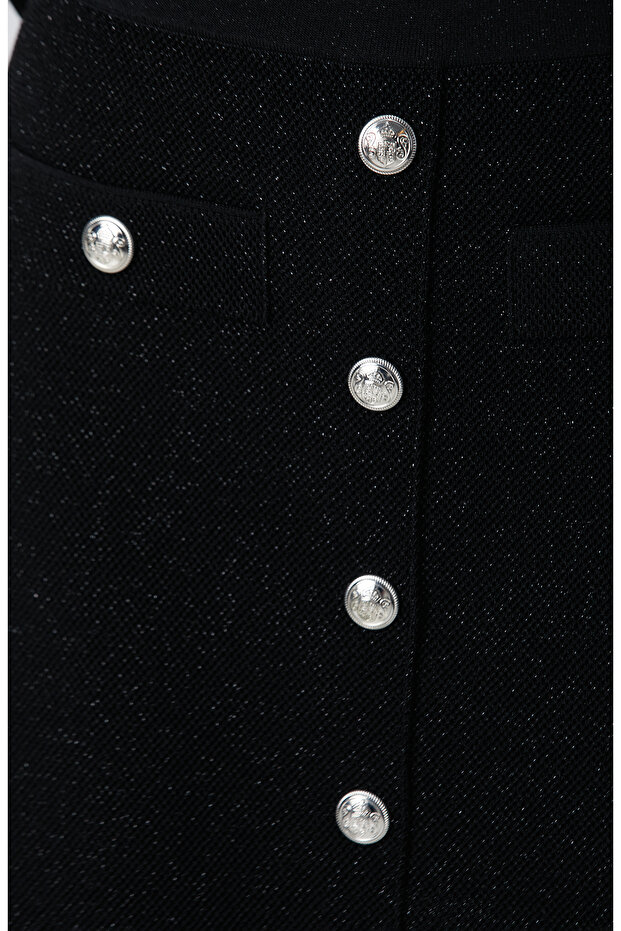 Siyah Simli Mini Triko Etek - 6