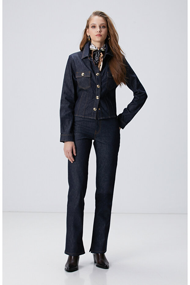 Lacivert Denim Pantolon - 2