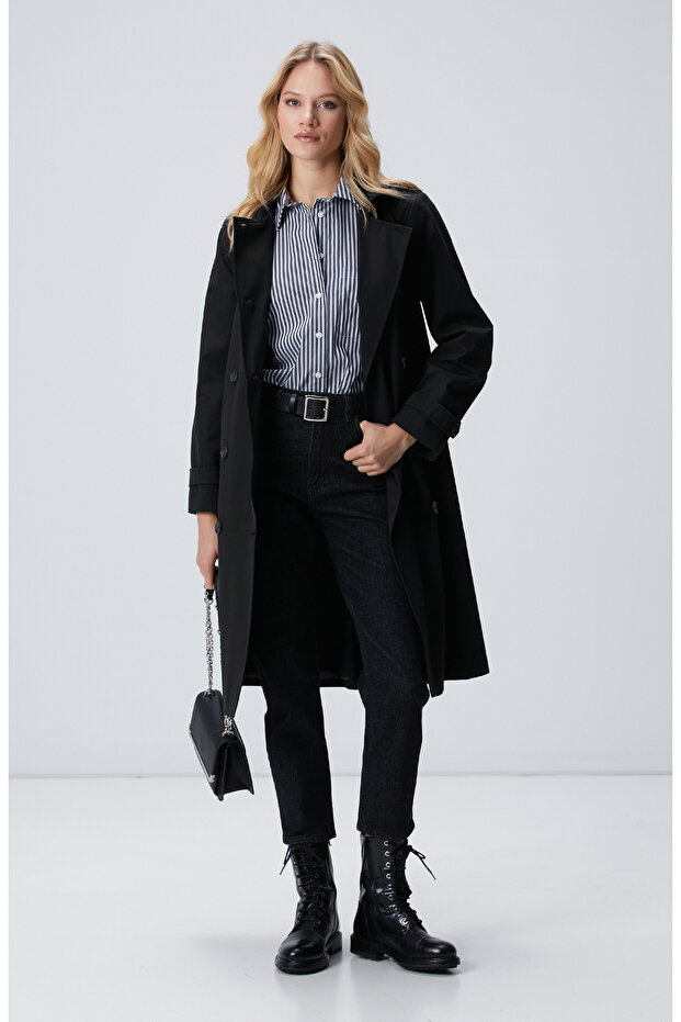 Lacivert Mavi Oversize Gömlek - 3