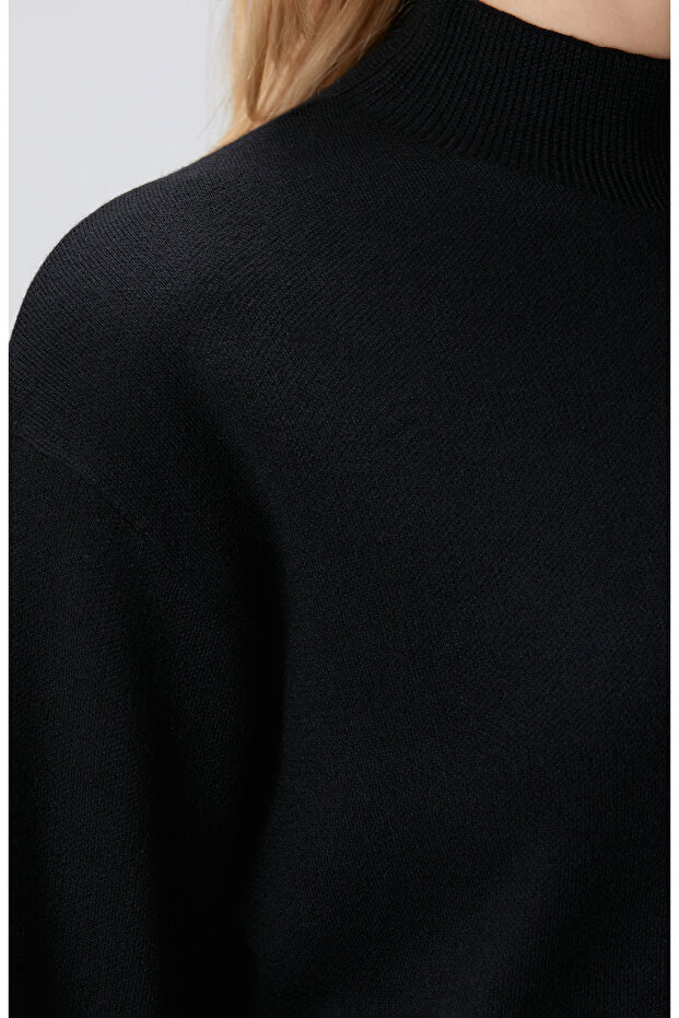 Siyah Dik Yaka Triko Kazak - 6