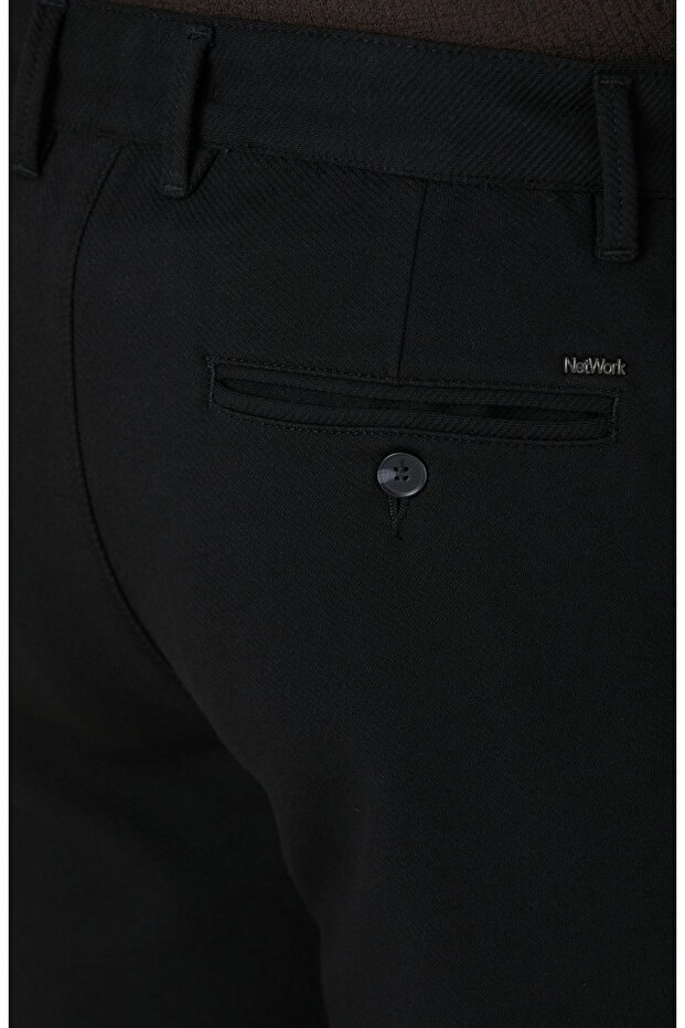 Siyah Diyagonal Desenli Pantolon - 5