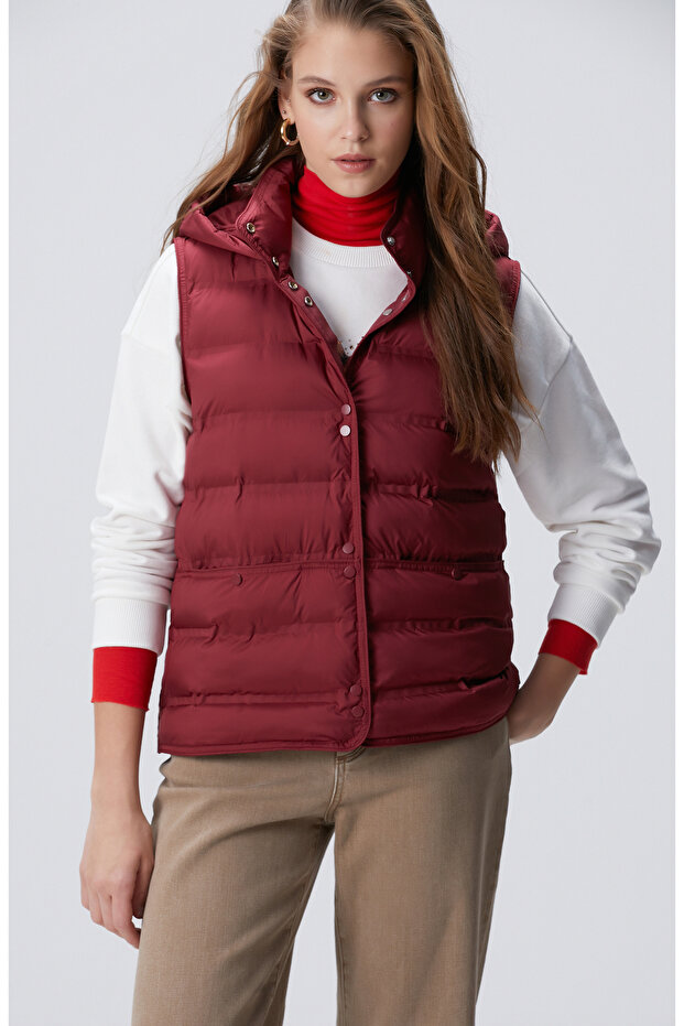 Bordo Casual Yelek - 4