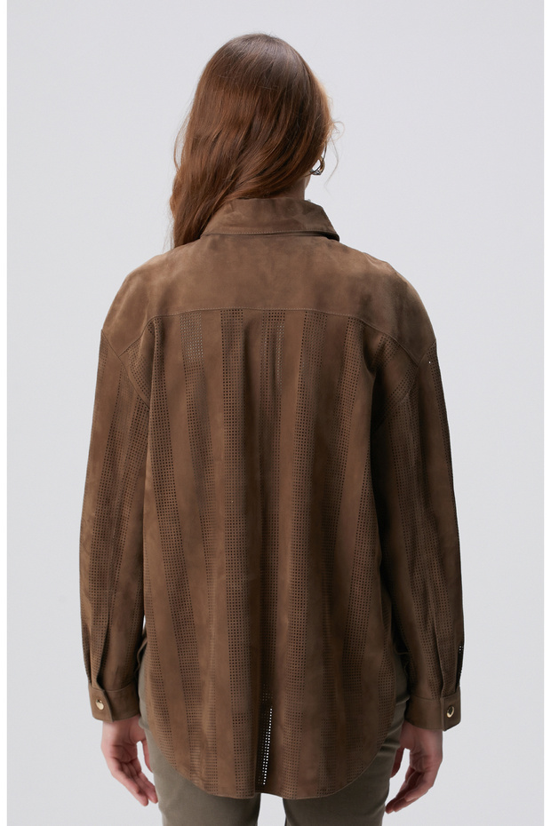 Vizon Desenli Deri Gömlek - 6