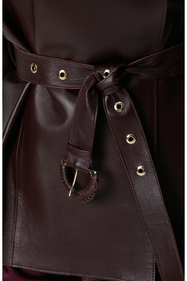 Bordo Kadın Deri Ceket - 6