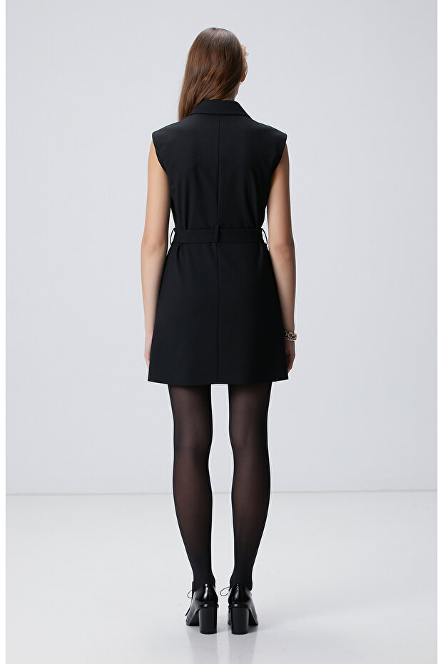 Siyah Mini Elbise - 5