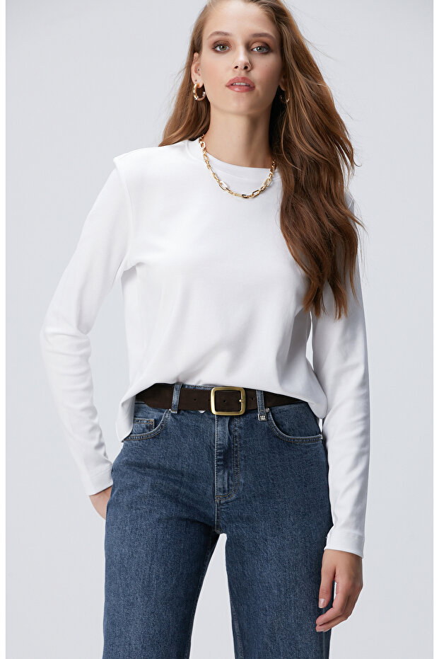 Beyaz Basic Sweatshirt - 1