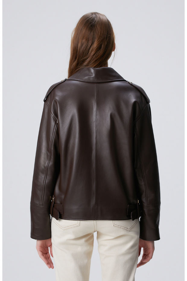 Acı Kahve Biker Deri Mont - 6