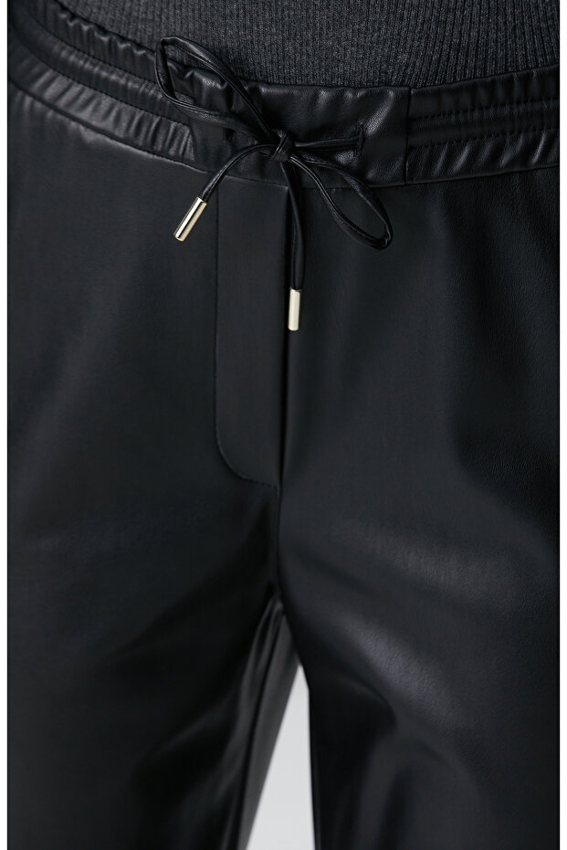 Siyah Vegan Deri Pantolon - 5