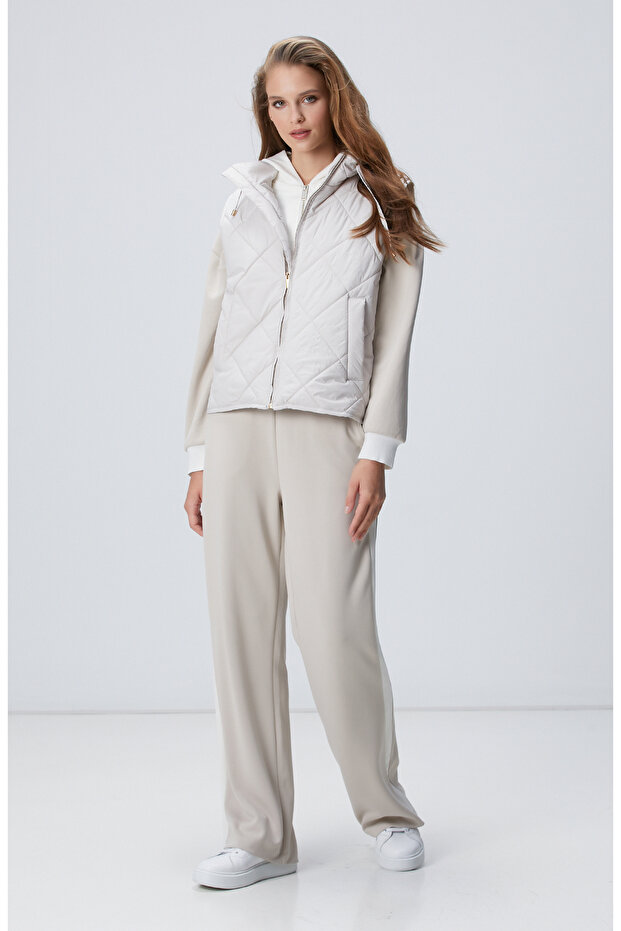 Taş Dik Yaka Kapitoneli Casual Yelek - 3