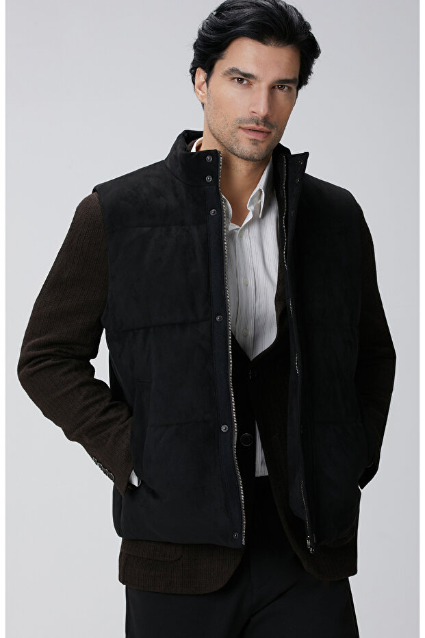 Siyah Kapitoneli Casual Yelek - 1