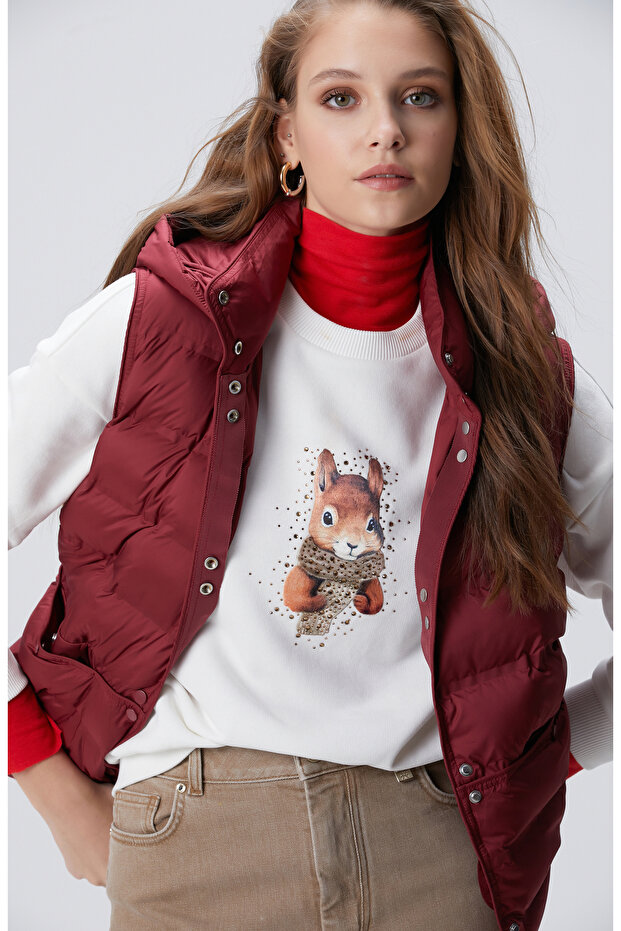 Bordo Casual Yelek - 1