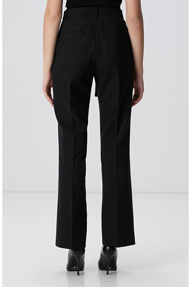 Siyah Yün Karışımlı Pantolon - 5